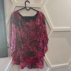 Alex Evenings Pink and Black Abstract Blouse
